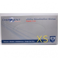 Перчатки Dispodent нитриловые голубые текстурированные без талька, размер XS, 500 пар